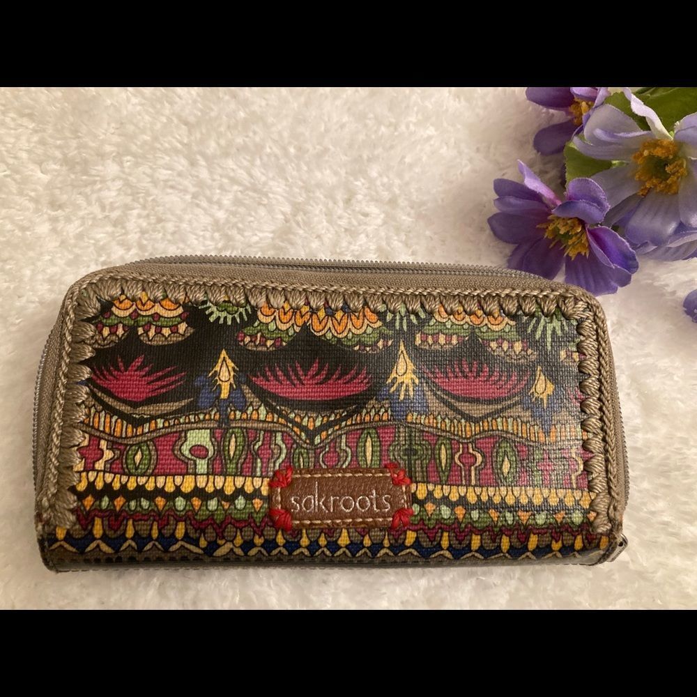 Sakroots Artistic Design Zip Around Wallet